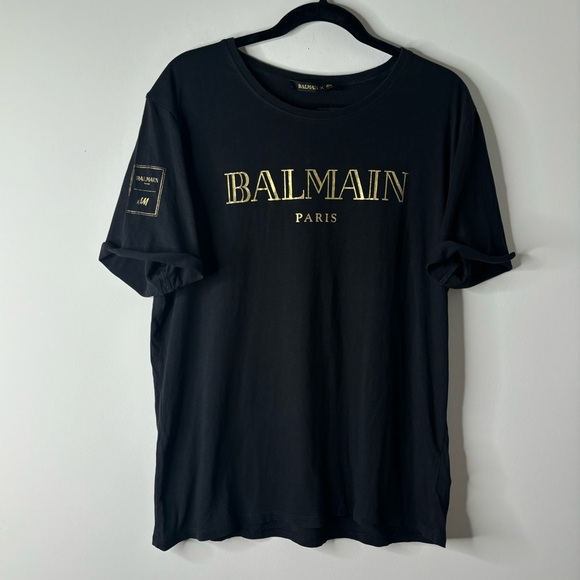 Balmain Tops - Balmain x H&M Black Short Sleeve Logo T-shirt Women’s Medium